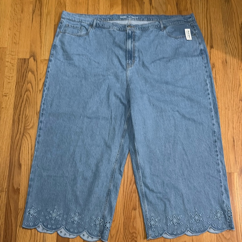 Old Navy Baggy Wide Leg High-Rise 28 Embroidered Detail At Legs